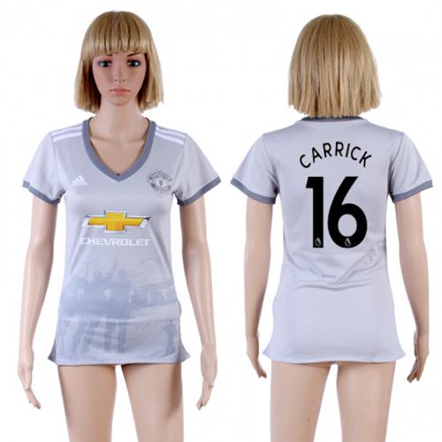 Women's Manchester United #16 Carrick Sec Away Soccer Club Jersey - Click Image to Close
